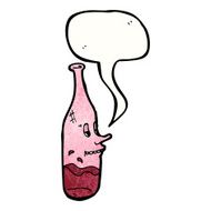 cartoon half empty wine bottle with face N4