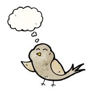 cartoon bird with thought bubble N410