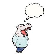 cartoon hippo with thought bubble N4