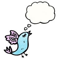 cartoon rare bird with thought bubble N3