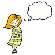 cartoon hippie woman with thought bubble N3