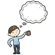cartoon man with cup of coffee N3