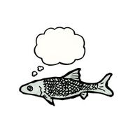 cartoon fish with thought bubble N117
