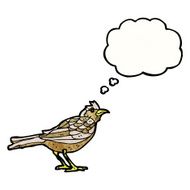 cartoon bird with thought bubble N413