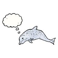 cartoon dolphin with thought bubble N3