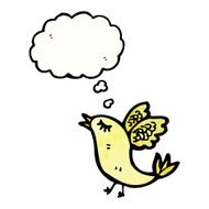 cartoon bird with thought bubble N414