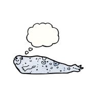 cartoon seal with thought bubble N27