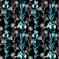 Vintage black floral seamless pattern on dark N2