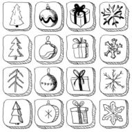 Set of christmas sketch icons