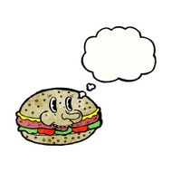 cartoon burger with thought bubble N8