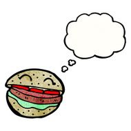 cartoon burger with thought bubble N9
