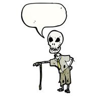 cartoon old skeleton talking N3