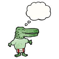 cartoon crocodile with thought bubble N55