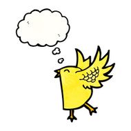 cartoon bird with thought bubble N417