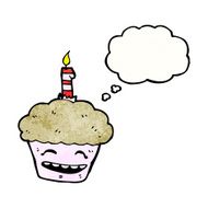 cupcake with candle cartoon N3