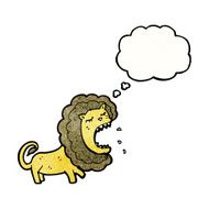 cartoon lion with thought bubble N29