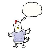 cartoon chicken with thought bubble N30