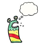 cartoon little alien with thougth bubble N5