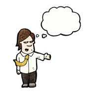 cartoon salesman with thought bubble N17