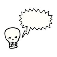 shrieking skull with speech bubble cartoon N3