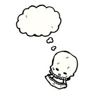 cartoon skull with thought bubble N90
