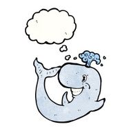 cartoon whale with thought bubble N56