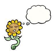 sunflower with thought bubble cartoon N4