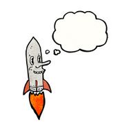 cartoon rocket with thought bubble N14