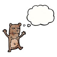crazy cartoon bear with thought bubble N8