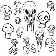 spooky skull symbols cartoon collection N3