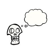 spooky skull with thought bubble cartoon N10