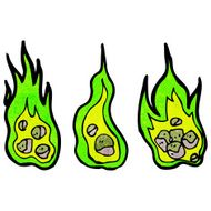 flaming green meteor cartoon N3