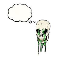 spooky skull with thought bubble cartoon N14
