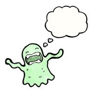 cartoon slimey ghost with thought bubble N6