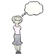 cartoon woman with thought bubble N75