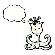 cartoon flower with thought bubble N70