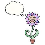 cartoon flower with thought bubble N73