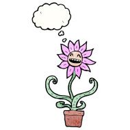 cartoon flower with thought bubble N74
