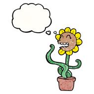cartoon sunflower with thought bubble N8