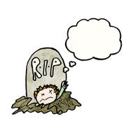 Cartoon Zombie Rising From Grave N50