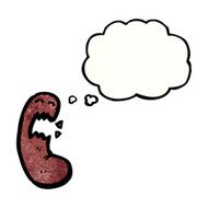 cartoon kidney with thought bubble N9