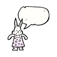 cartoon rabbit with speech bubble N144