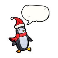cartoon christmas penguin with speech bubble N8