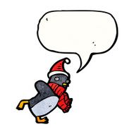 cartoon christmas penguin with speech bubble N9