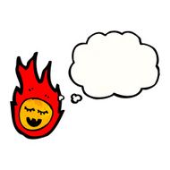 cartoon fireball with thought bubble N4