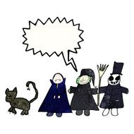 child&#039;s drawing of a halloween group N7