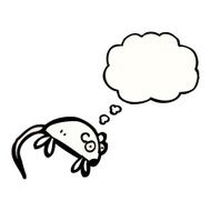 cartoon white mouse with thought bubble N24