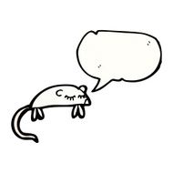 cartoon white mouse with speech bubble N28
