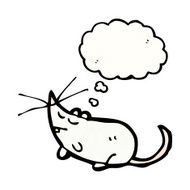 cartoon white mouse with thought bubble N27