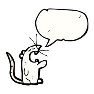 cartoon white mouse with speech bubble N30